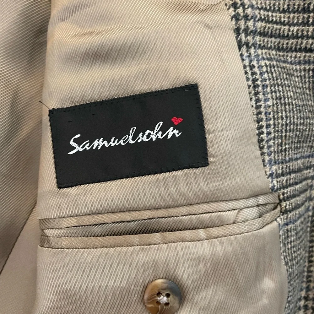 Samuelsohn Soft‎ Wool & Cashmere Plaid 3-Button SB Powell Jacket Size 40 R